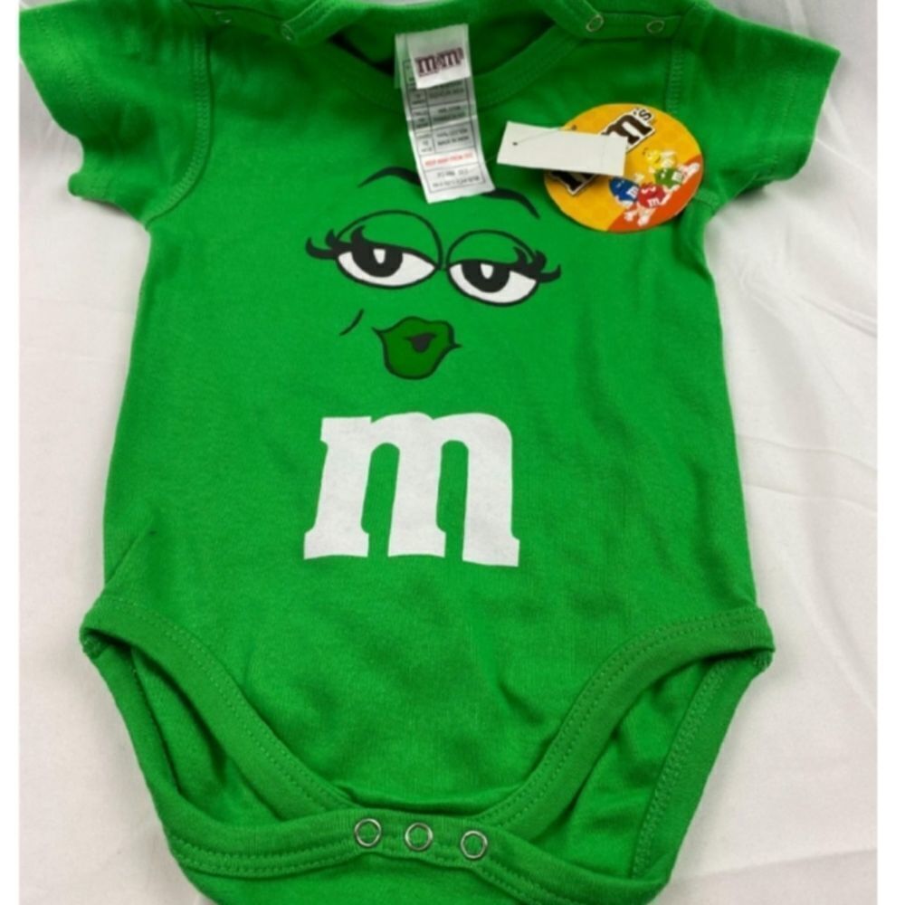 M&M green baby onesie - NWT